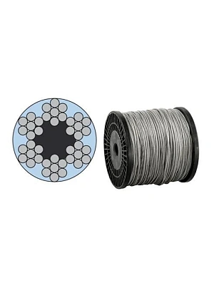 Трос стальной оцинкованный в оплетке  2,0 мм DIN 3060/3055 (бухта  25м)  FORCE LIFTING